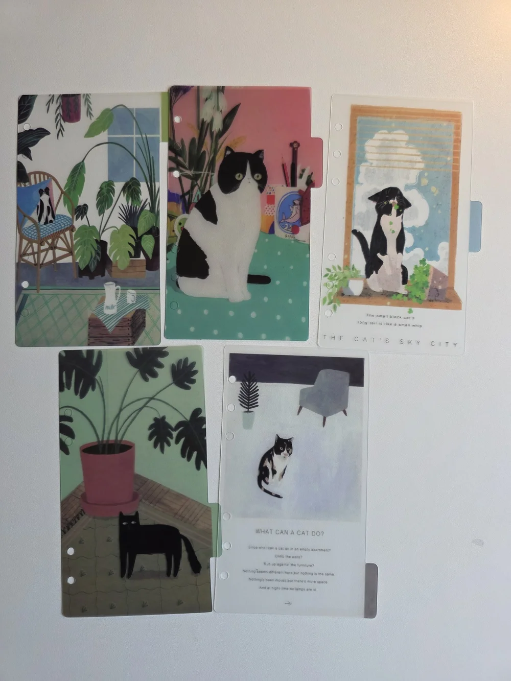 A6 Botanical Illustrated Tabbed Planner Divider - Green Multi Set Of 5
